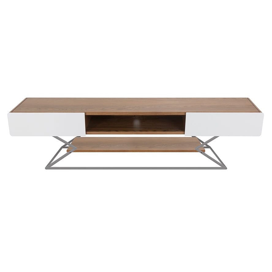 AVF Plaza 2m TV Stand - Walnut & White