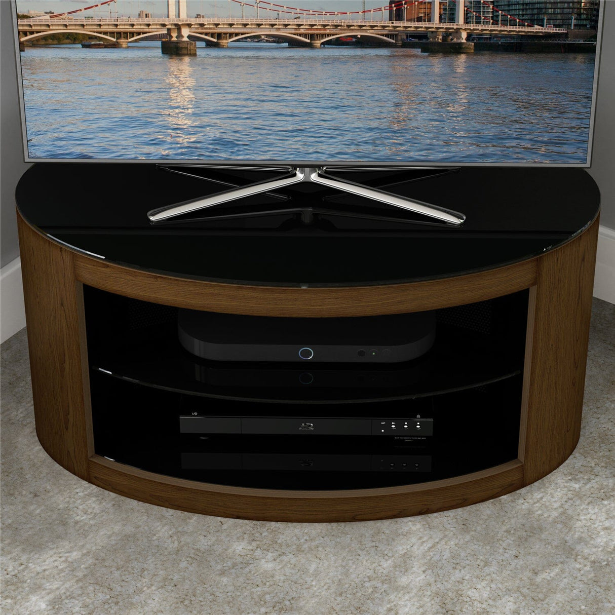 AVF Affinity Buckingham 80cm Walnut Oval TV Stand for TVs up to 40"