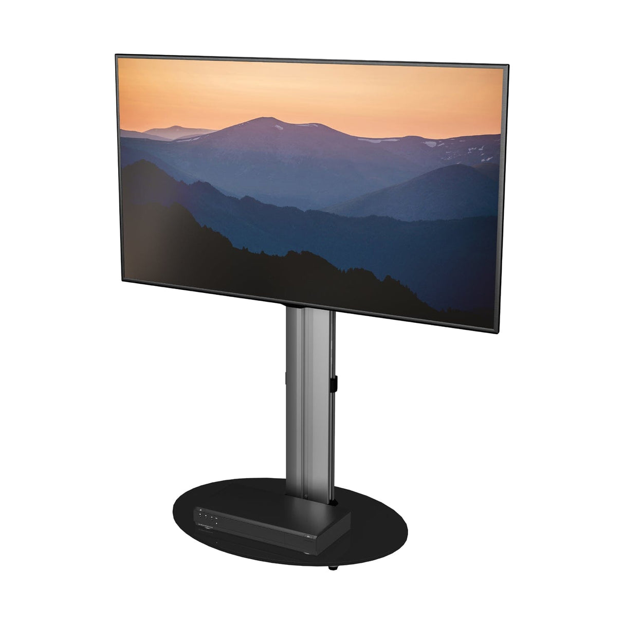 AVF Eno 60cm Pedestal TV Stand - Silver & Black Glass