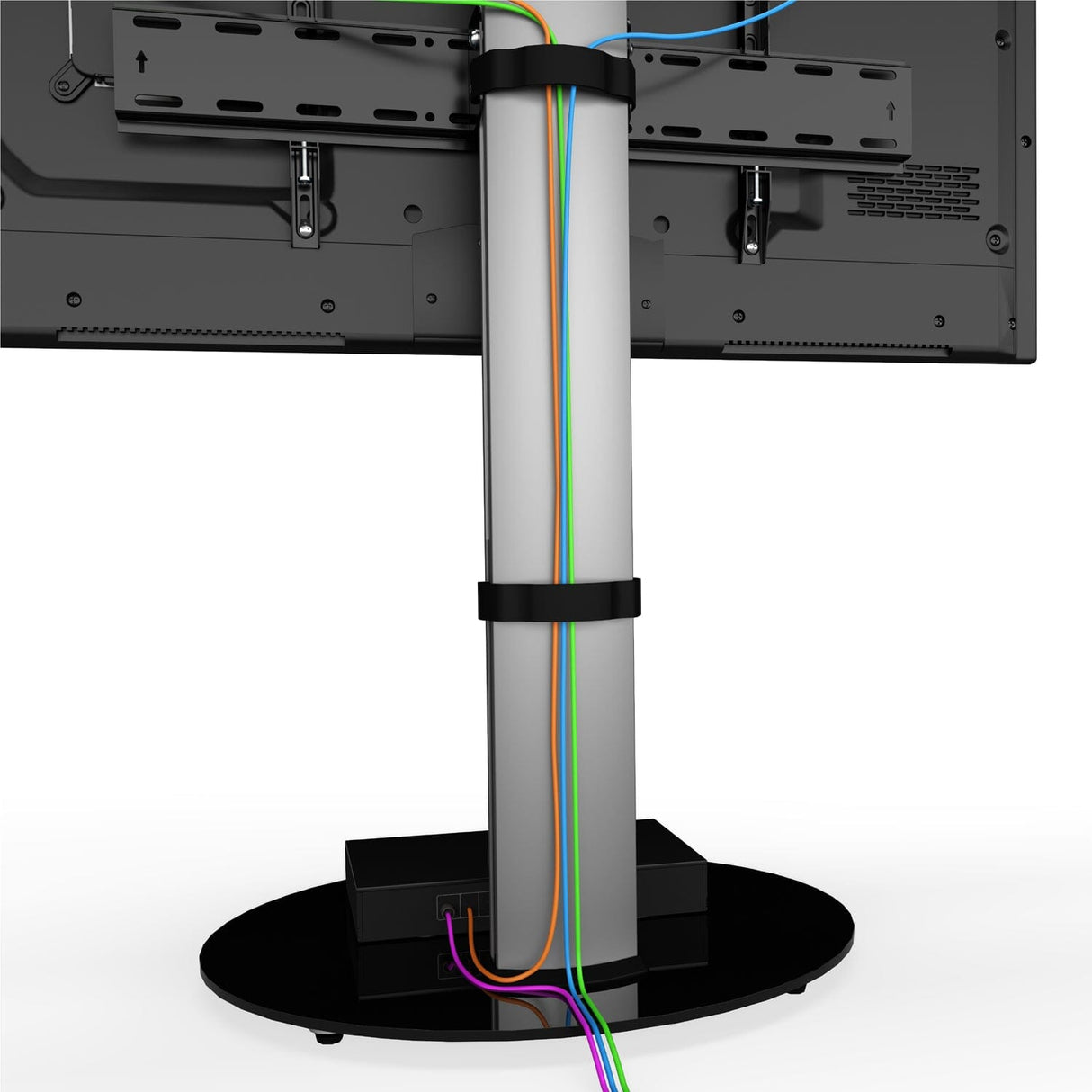 AVF Eno 60cm Pedestal TV Stand - Silver & Black Glass