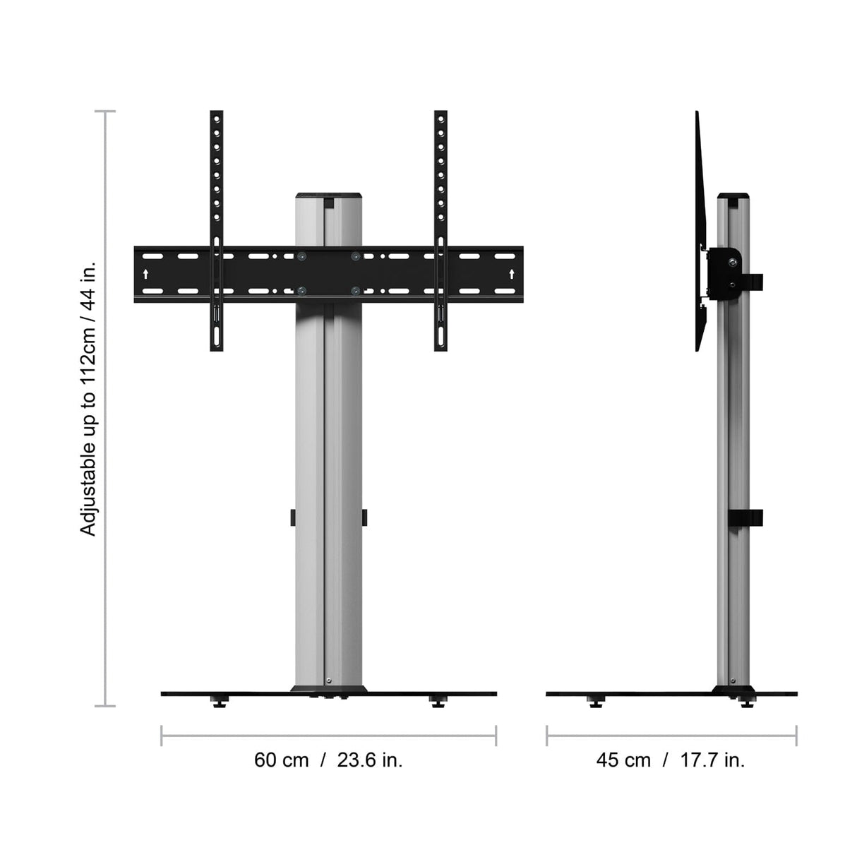 AVF Eno 60cm Pedestal TV Stand - Silver & Black Glass