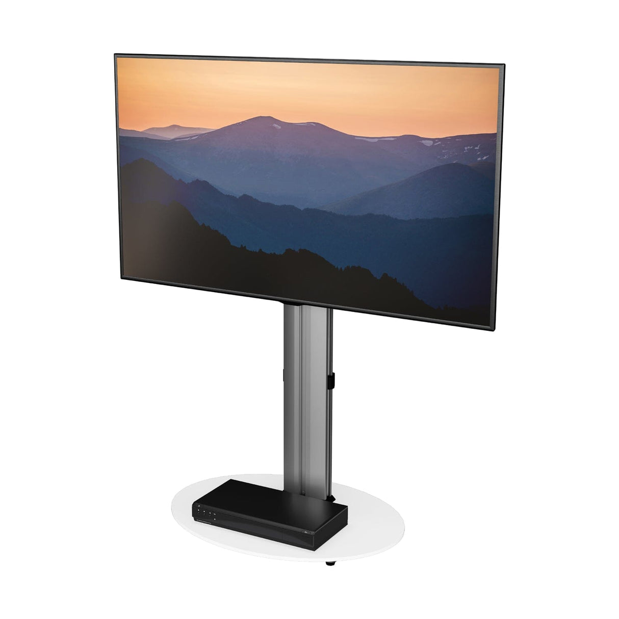 AVF Eno 60cm Pedestal TV Stand - Silver & White Glass