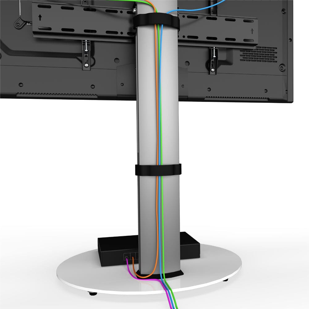AVF Eno 60cm Pedestal TV Stand - Silver & White Glass