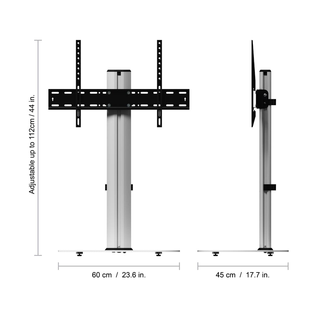 AVF Eno 60cm Pedestal TV Stand - Silver & White Glass