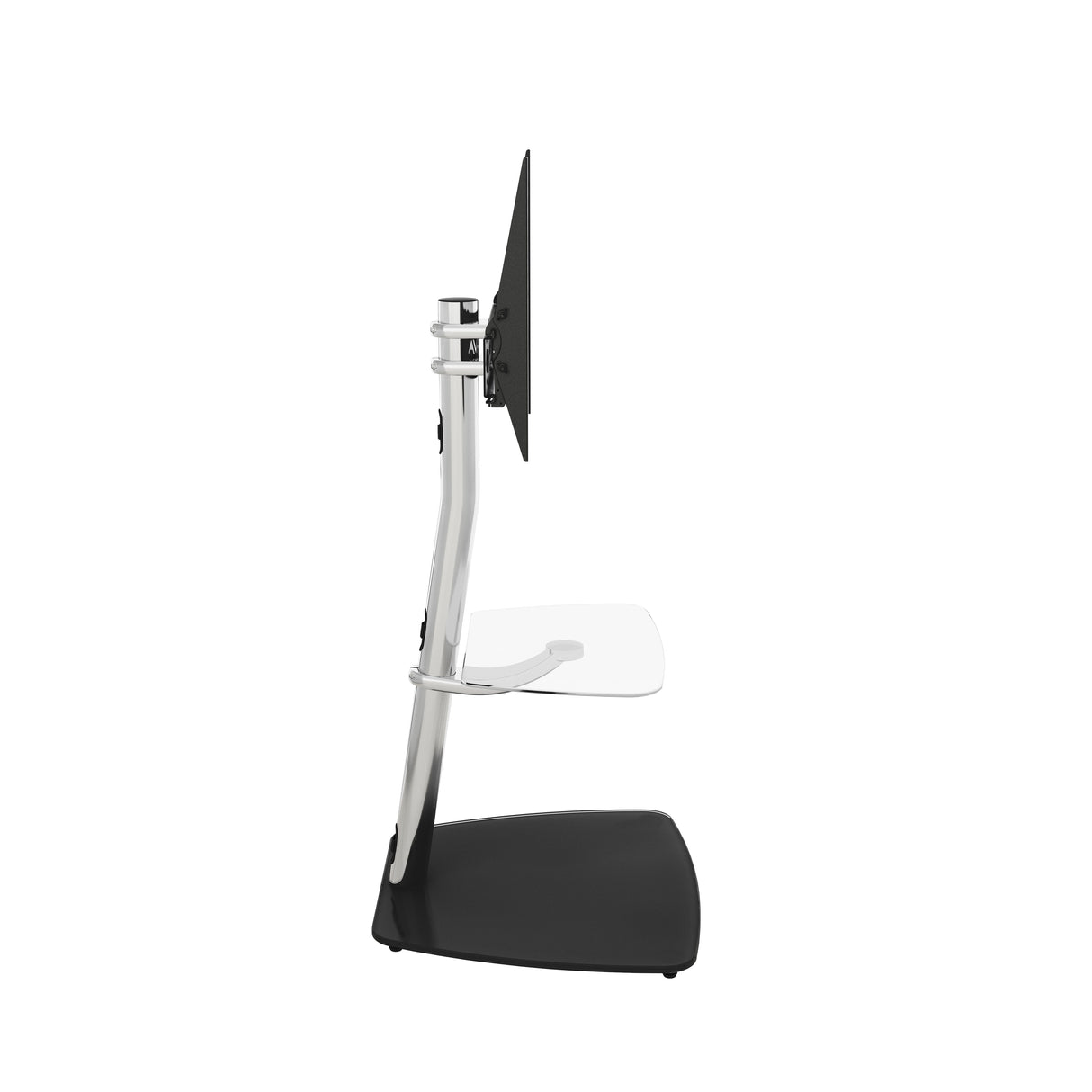 AVF Iseo 60cm Pedestal TV Stand - Chrome/ Clear & Black Glass