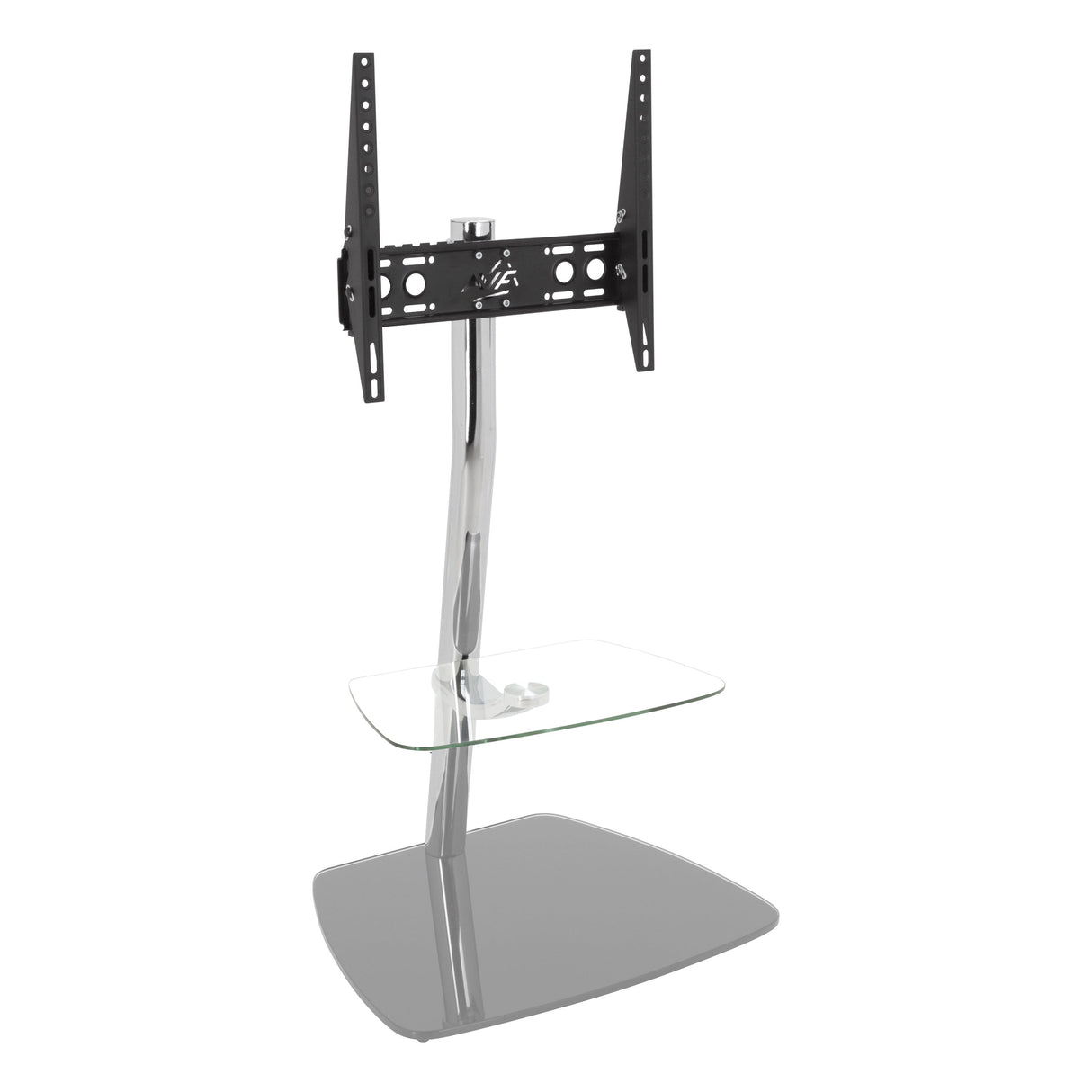 AVF Iseo 60cm Pedestal TV Stand - Chrome/Clear & Grey Glass
