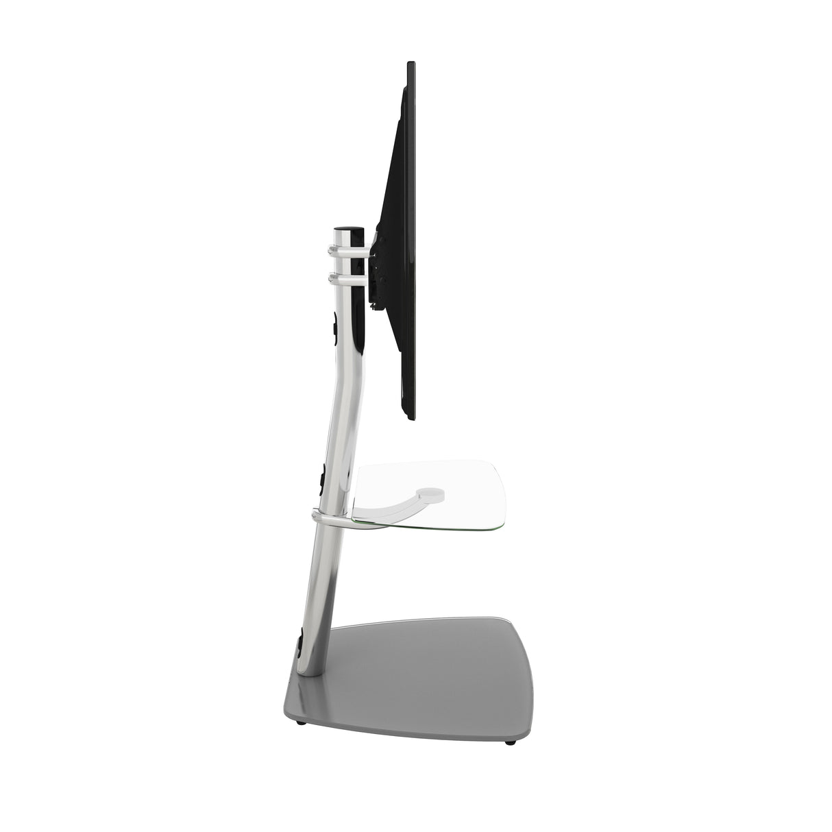 AVF Iseo 60cm Pedestal TV Stand - Chrome/Clear & Grey Glass