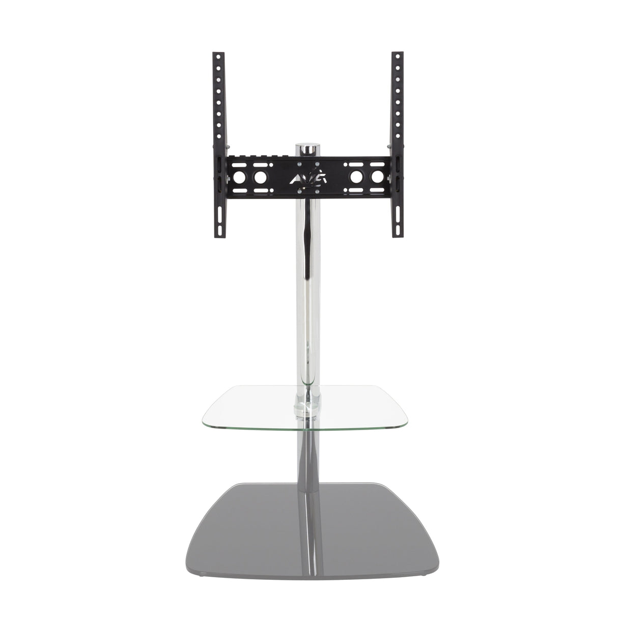 AVF Iseo 60cm Pedestal TV Stand - Chrome/Clear & Grey Glass