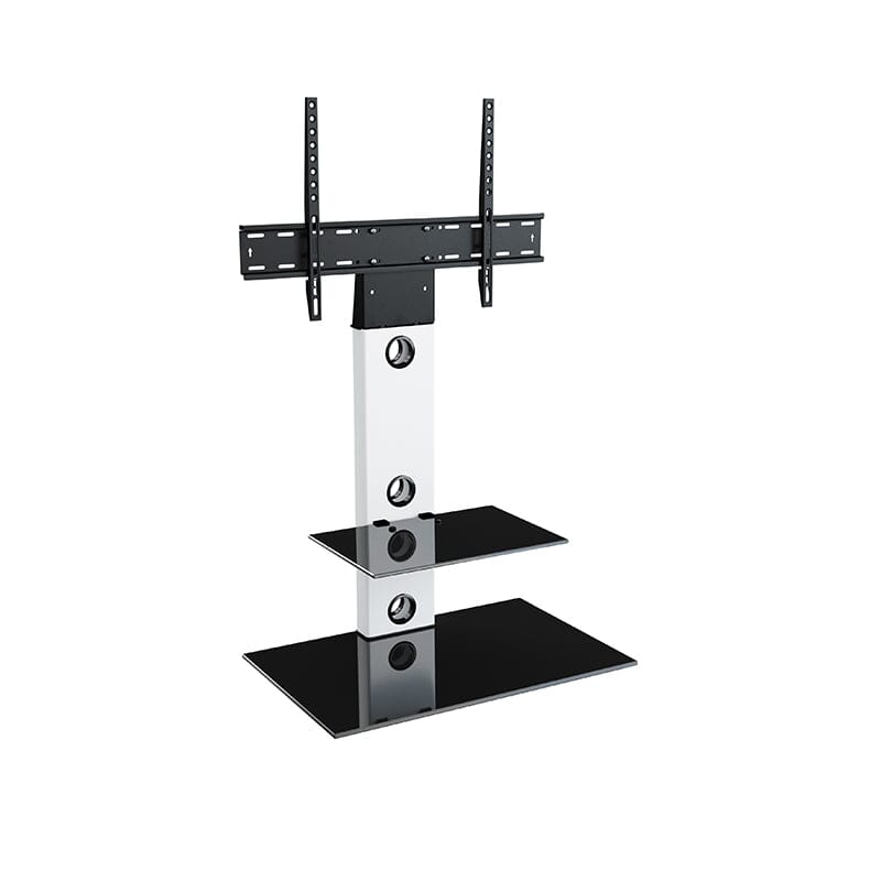 AVF Lesina 70cm Pedestal TV Stand - Satin White & Black Glass