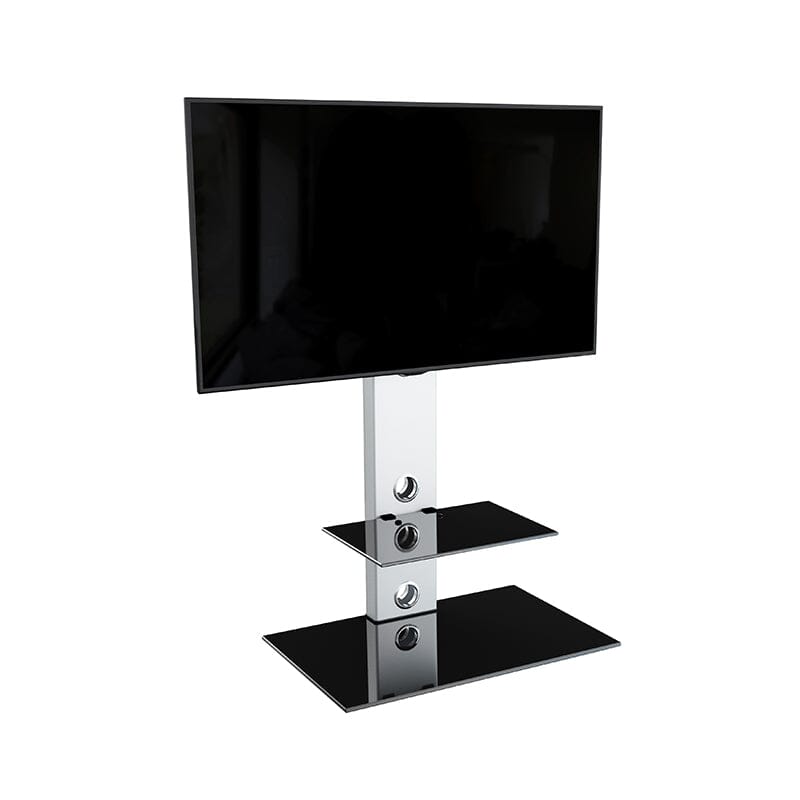 AVF Lesina 70cm Pedestal TV Stand - Silver & Black Glass
