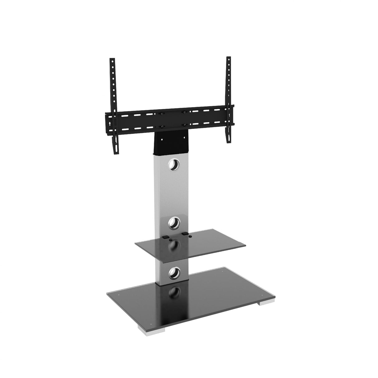 AVF Lesina 70cm Pedestal TV Stand - Silver & Black Glass