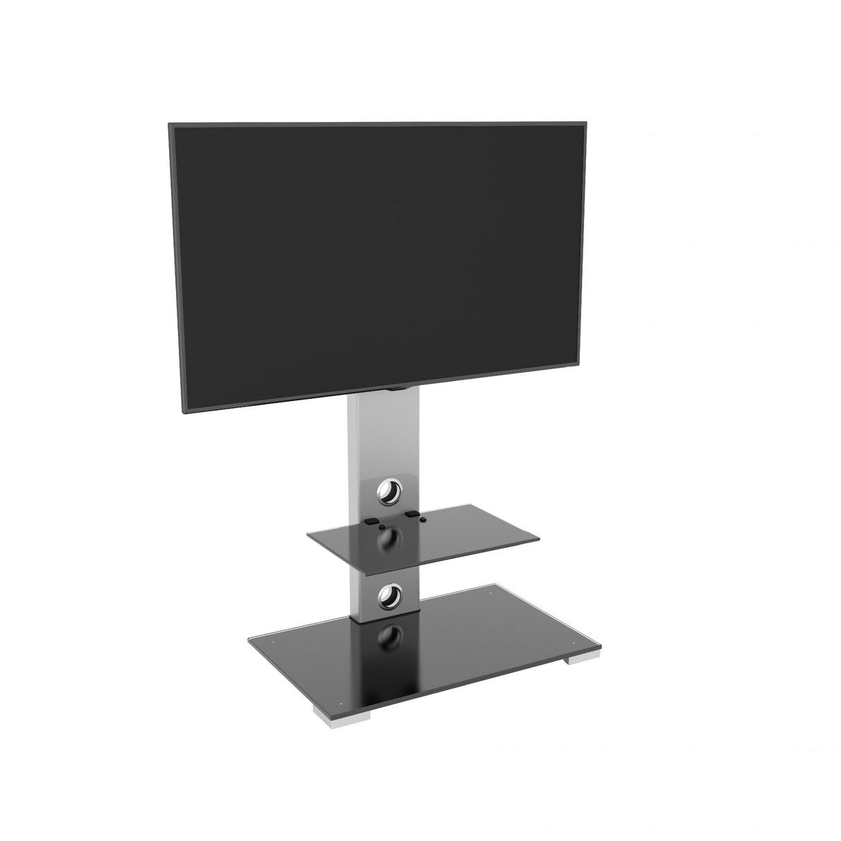 AVF Lesina 70cm Pedestal TV Stand - Silver & Black Glass