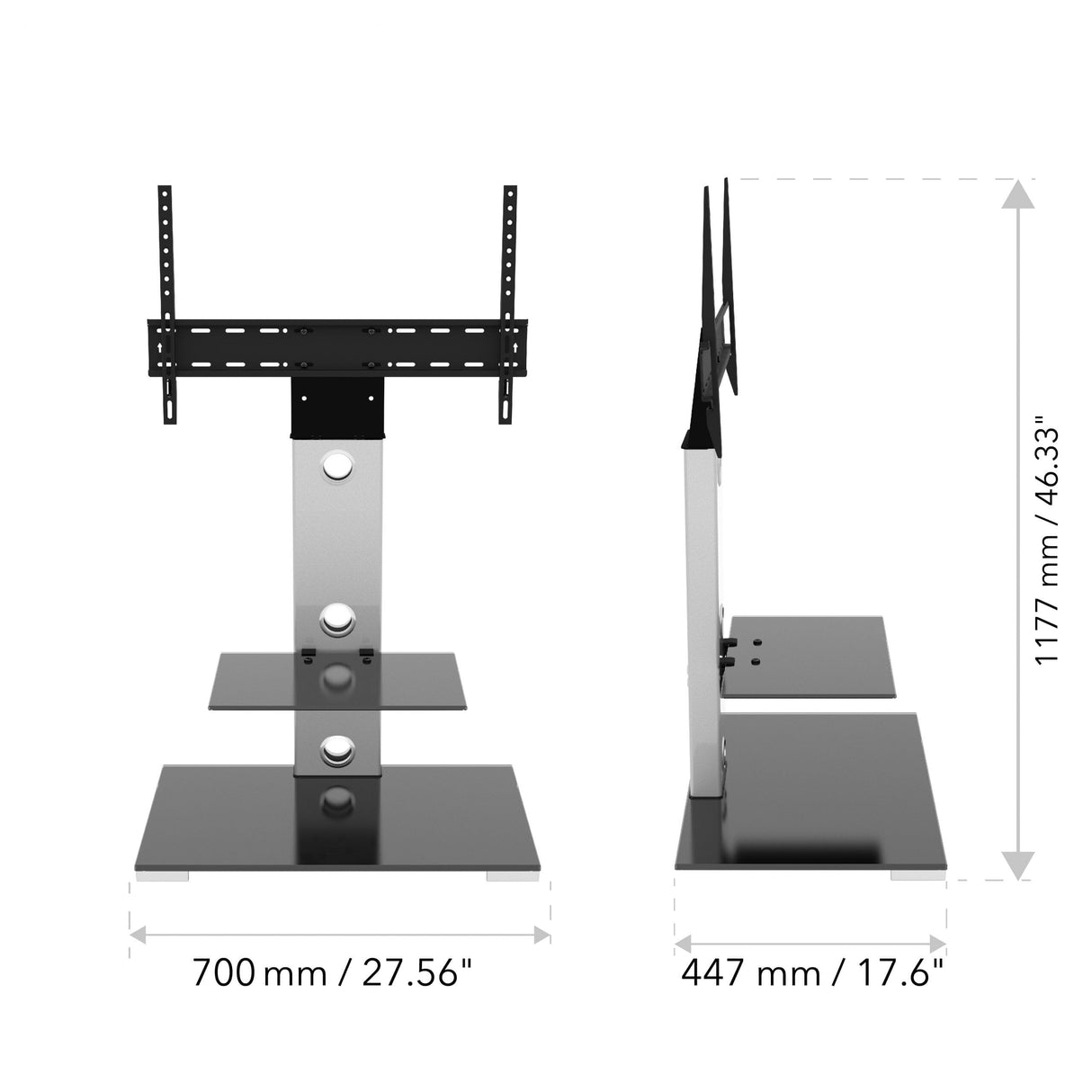 AVF Lesina 70cm Pedestal TV Stand - Silver & Black Glass