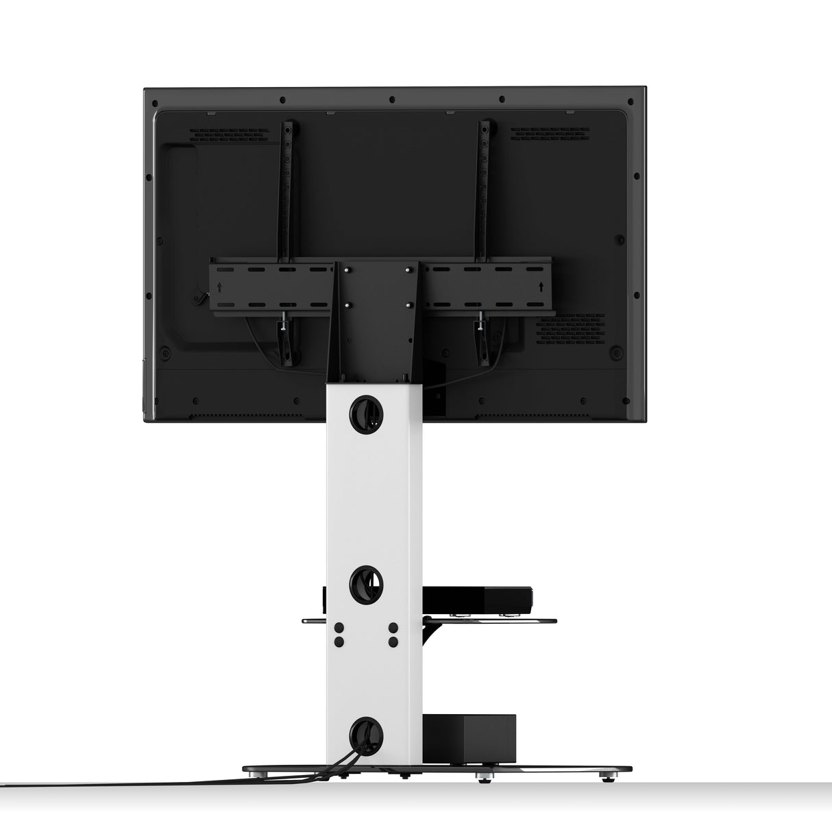 AVF Lucerne 70cm Curved Pedestal TV Stand - Satin White & Black Glass