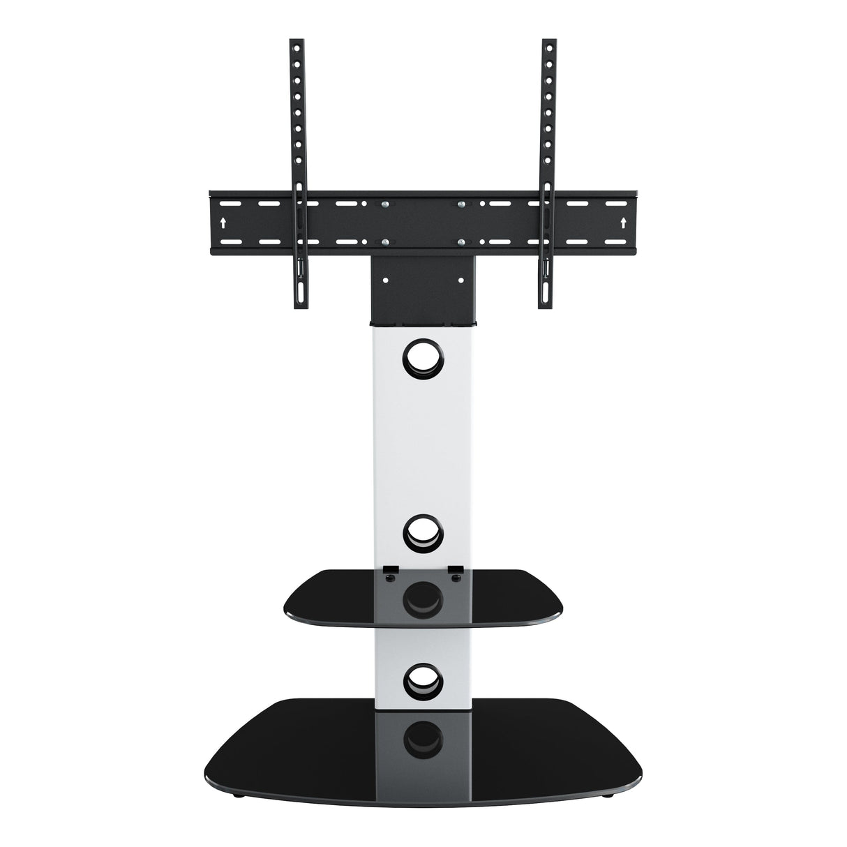 AVF Lucerne 70cm Curved Pedestal TV Stand - Satin White & Black Glass