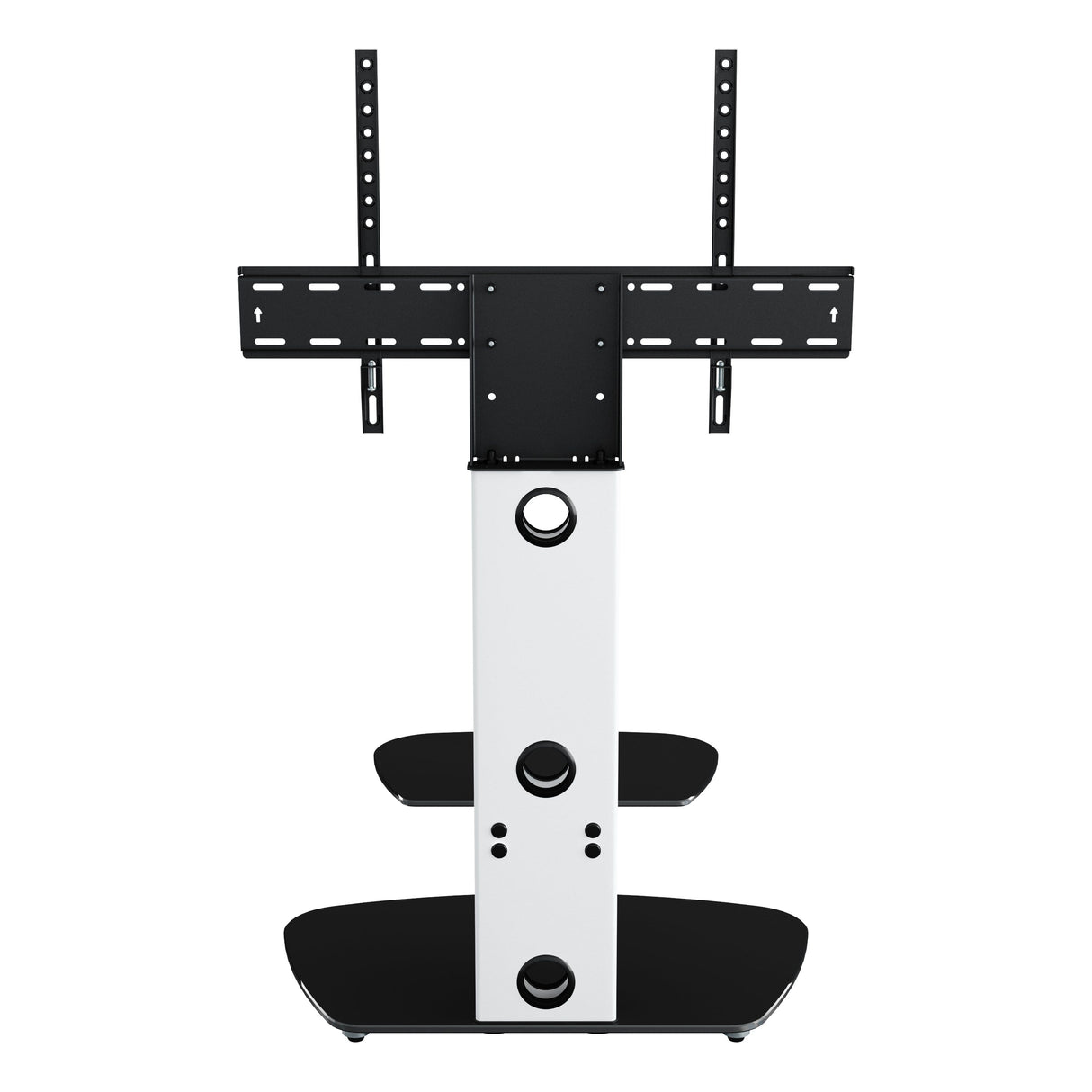 AVF Lucerne 70cm Curved Pedestal TV Stand - Satin White & Black Glass