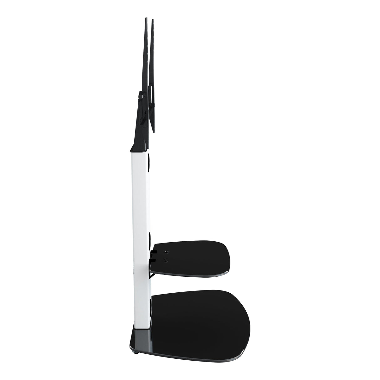AVF Lucerne 70cm Curved Pedestal TV Stand - Satin White & Black Glass