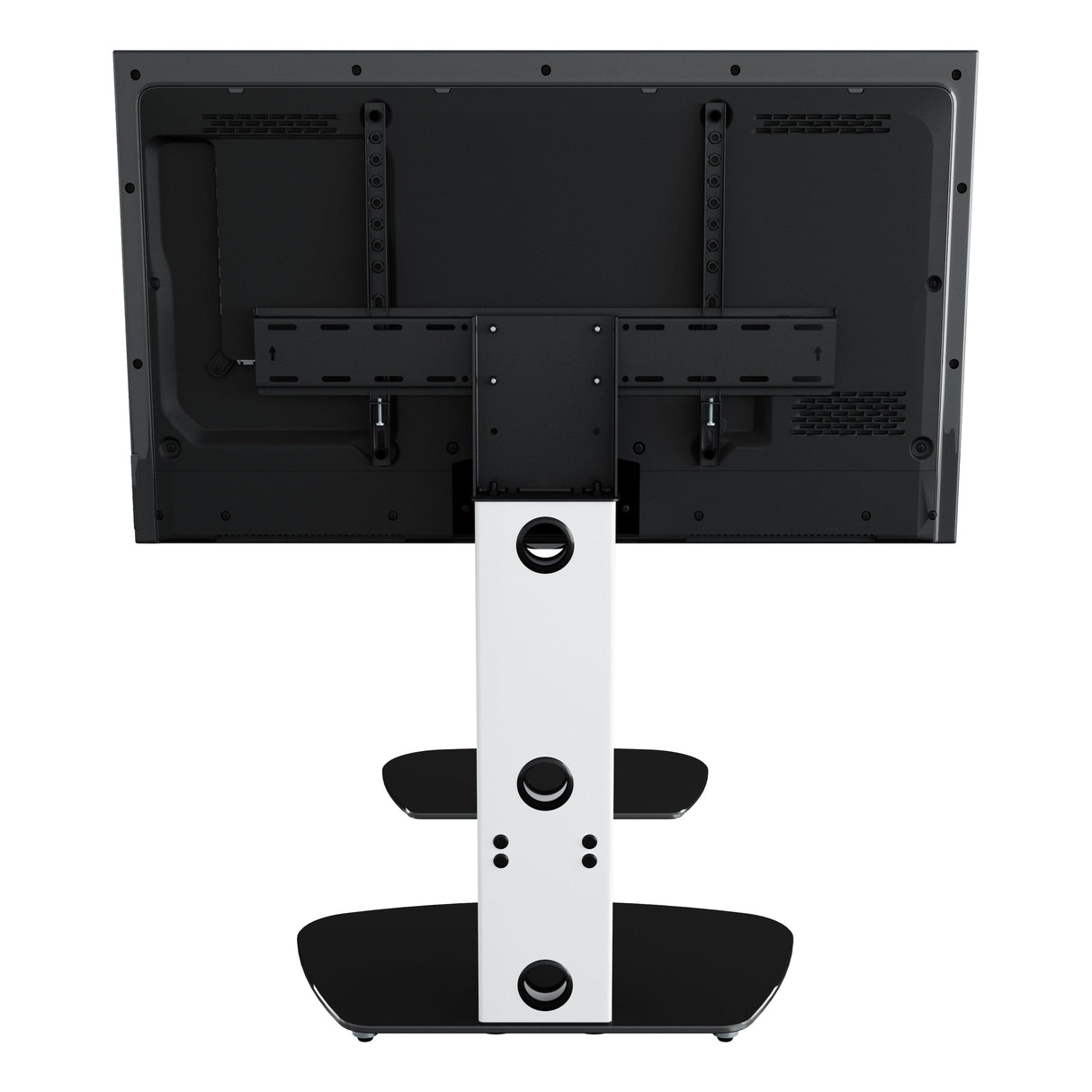AVF Lucerne 70cm Curved Pedestal TV Stand - Satin White & Black Glass