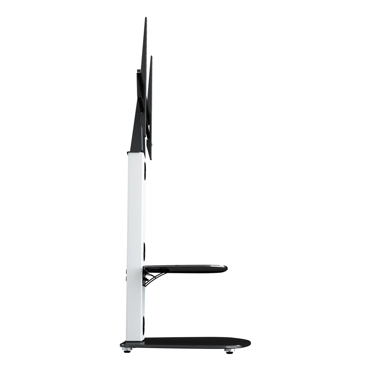 AVF Lucerne 70cm Curved Pedestal TV Stand - Satin White & Black Glass