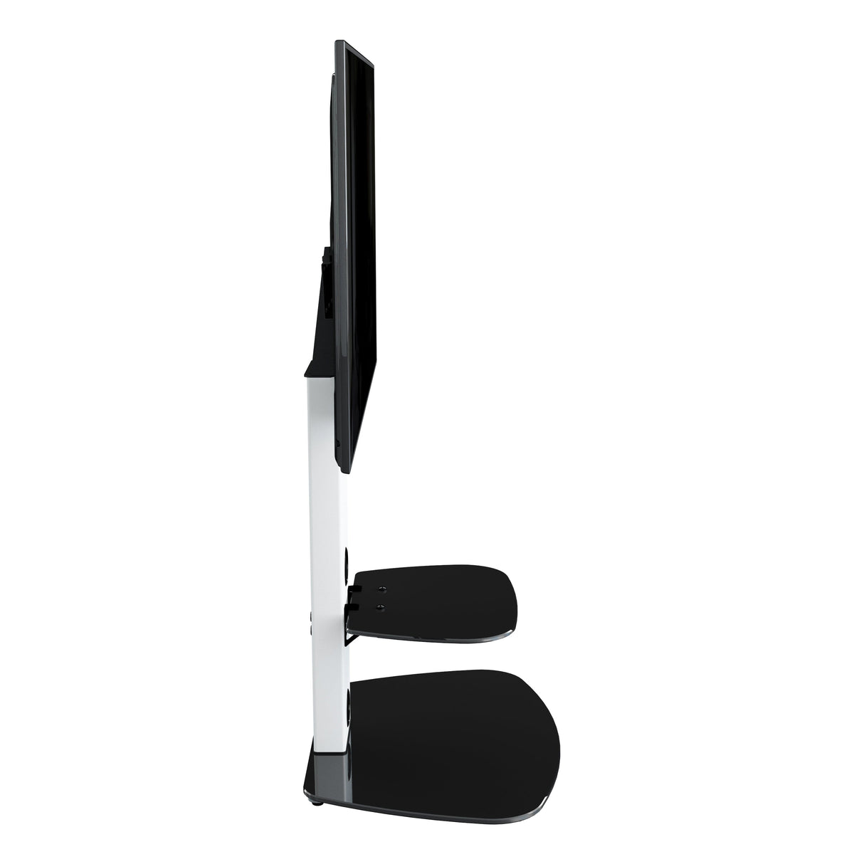 AVF Lucerne 70cm Curved Pedestal TV Stand - Satin White & Black Glass
