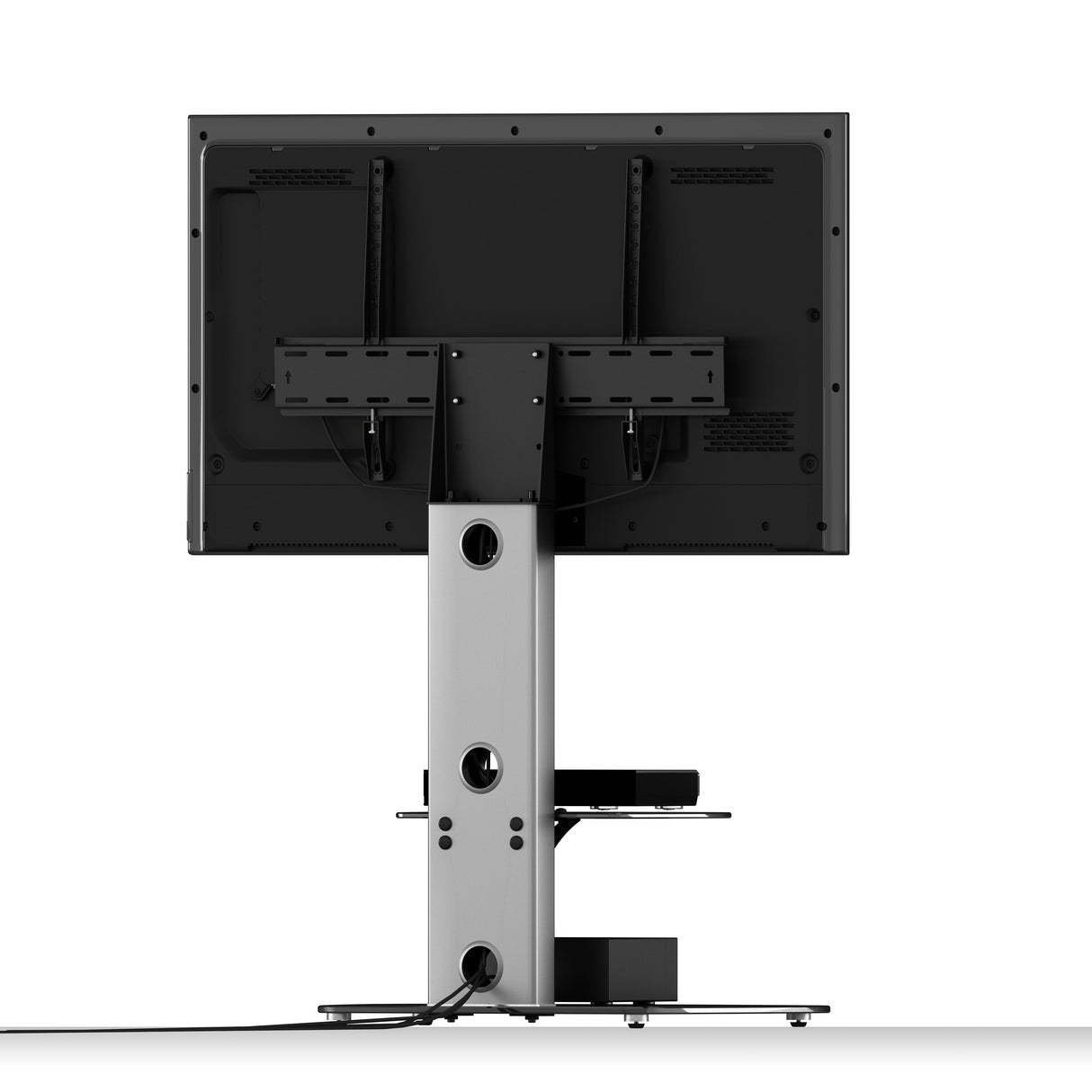 AVF Lucerne 70cm Curved Pedestal TV Stand - Silver & Black Glass