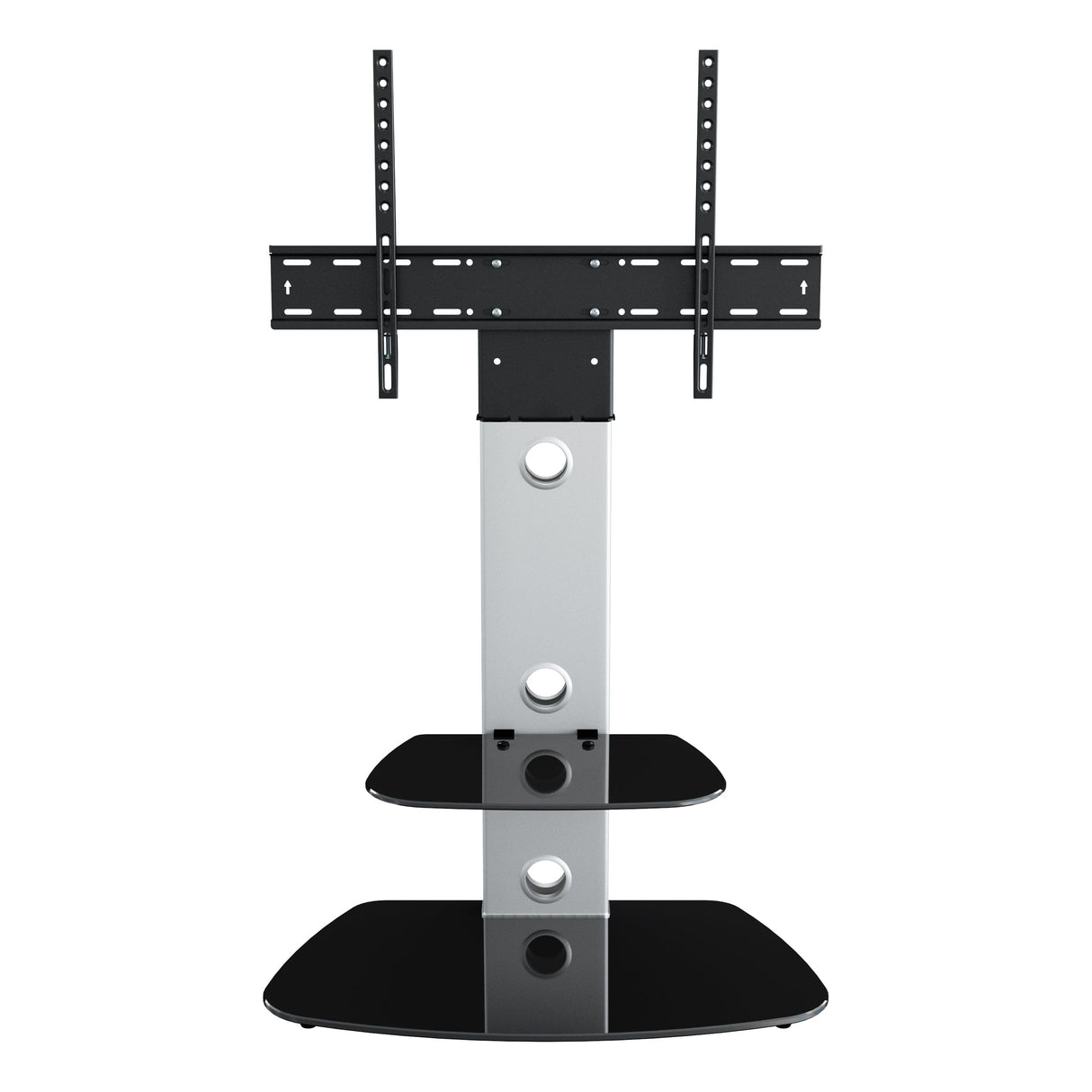 AVF Lucerne 70cm Curved Pedestal TV Stand - Silver & Black Glass