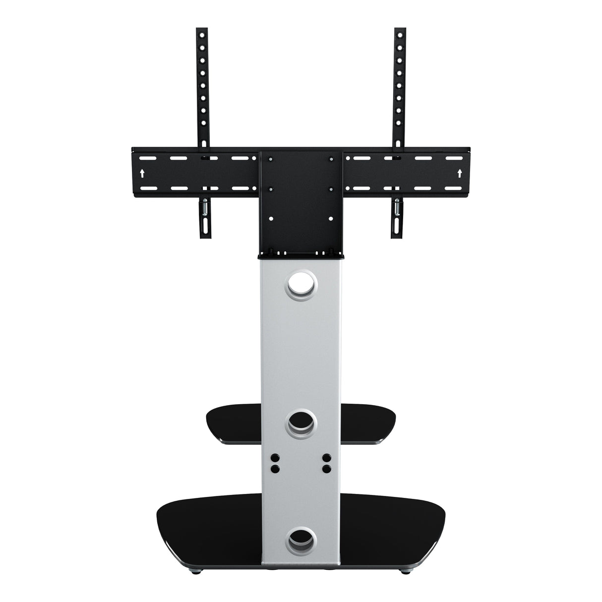 AVF Lucerne 70cm Curved Pedestal TV Stand - Silver & Black Glass