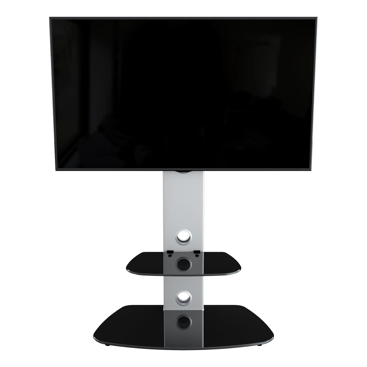 AVF Lucerne 70cm Curved Pedestal TV Stand - Silver & Black Glass