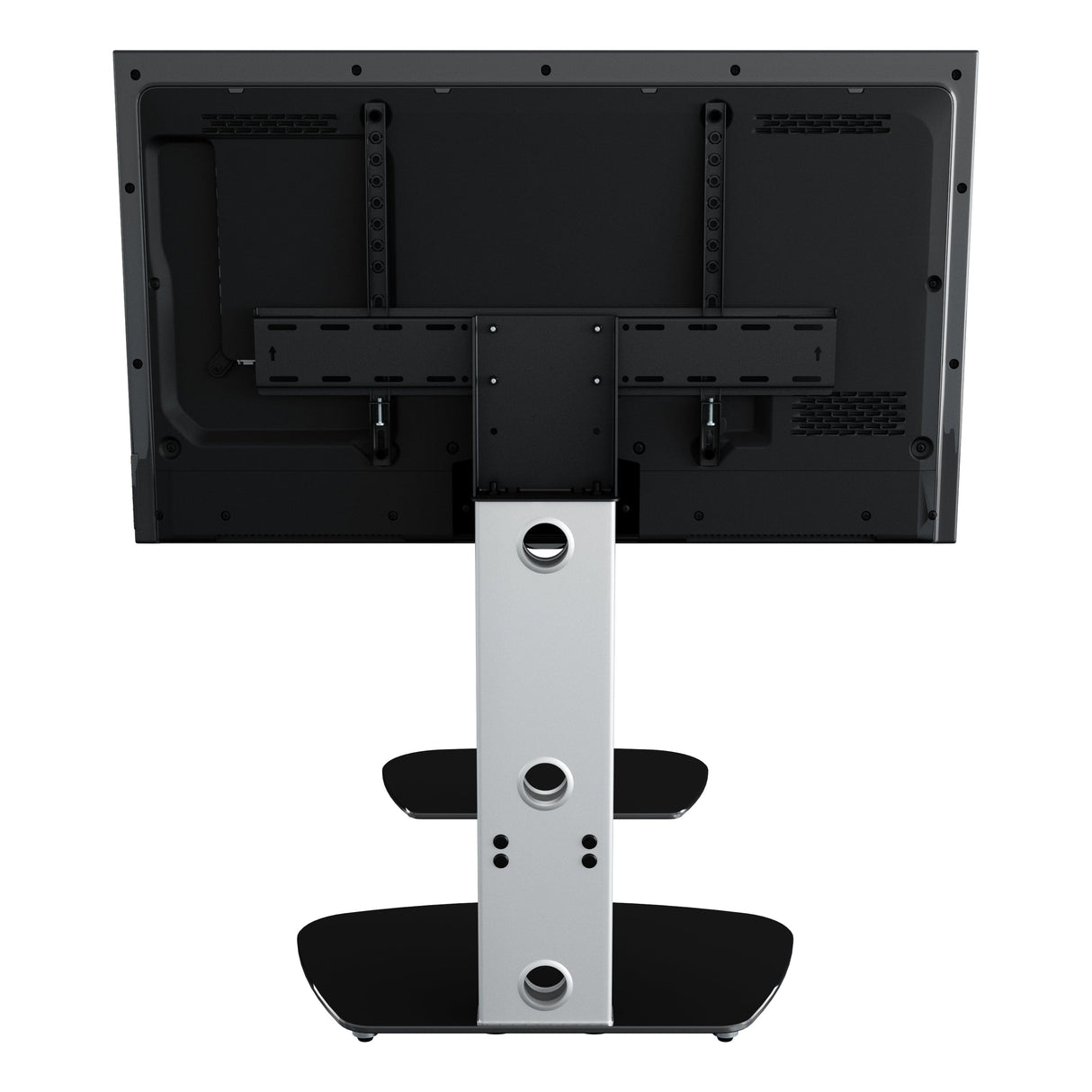 AVF Lucerne 70cm Curved Pedestal TV Stand - Silver & Black Glass