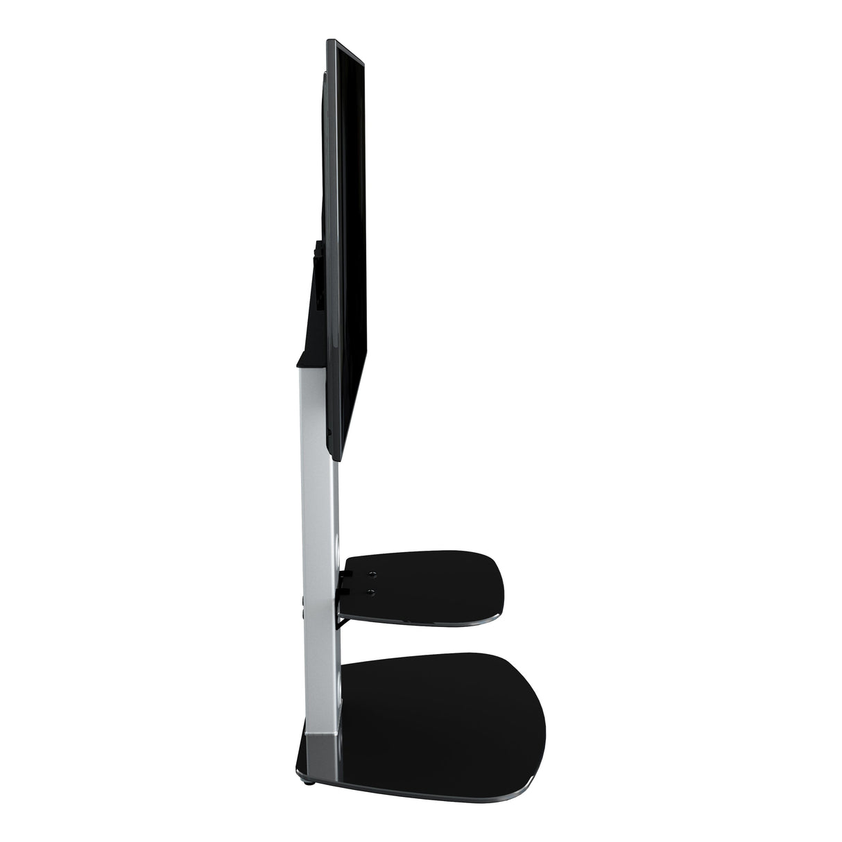 AVF Lucerne 70cm Curved Pedestal TV Stand - Silver & Black Glass