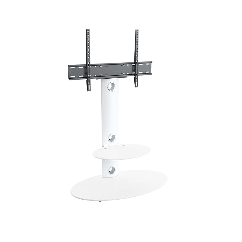 AVF Lugano 80cm Oval Pedestal TV Stand - Satin White and White Glass