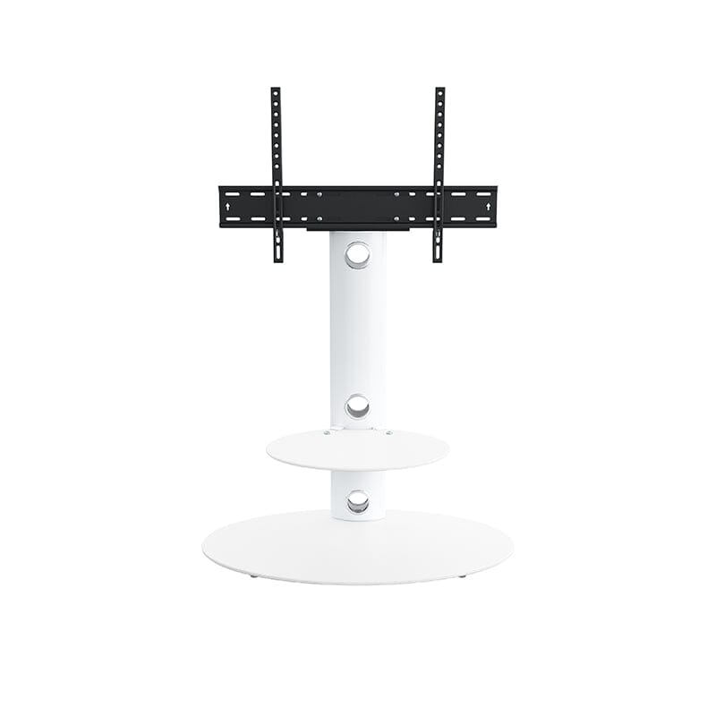 AVF Lugano 80cm Oval Pedestal TV Stand - Satin White and White Glass