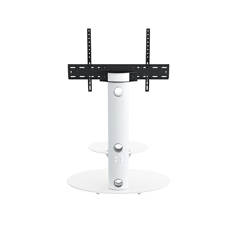 AVF Lugano 80cm Oval Pedestal TV Stand - Satin White and White Glass
