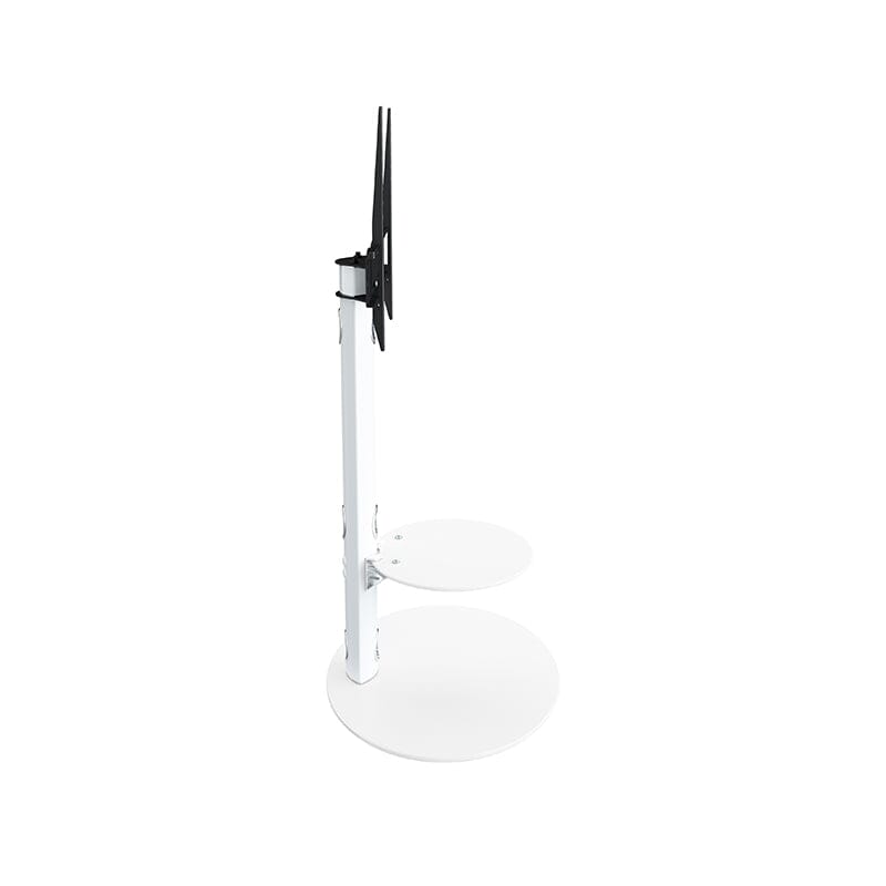 AVF Lugano 80cm Oval Pedestal TV Stand - Satin White and White Glass