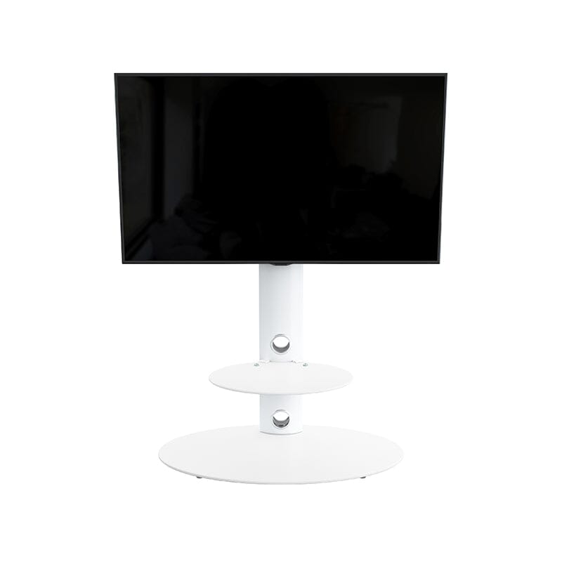AVF Lugano 80cm Oval Pedestal TV Stand - Satin White and White Glass