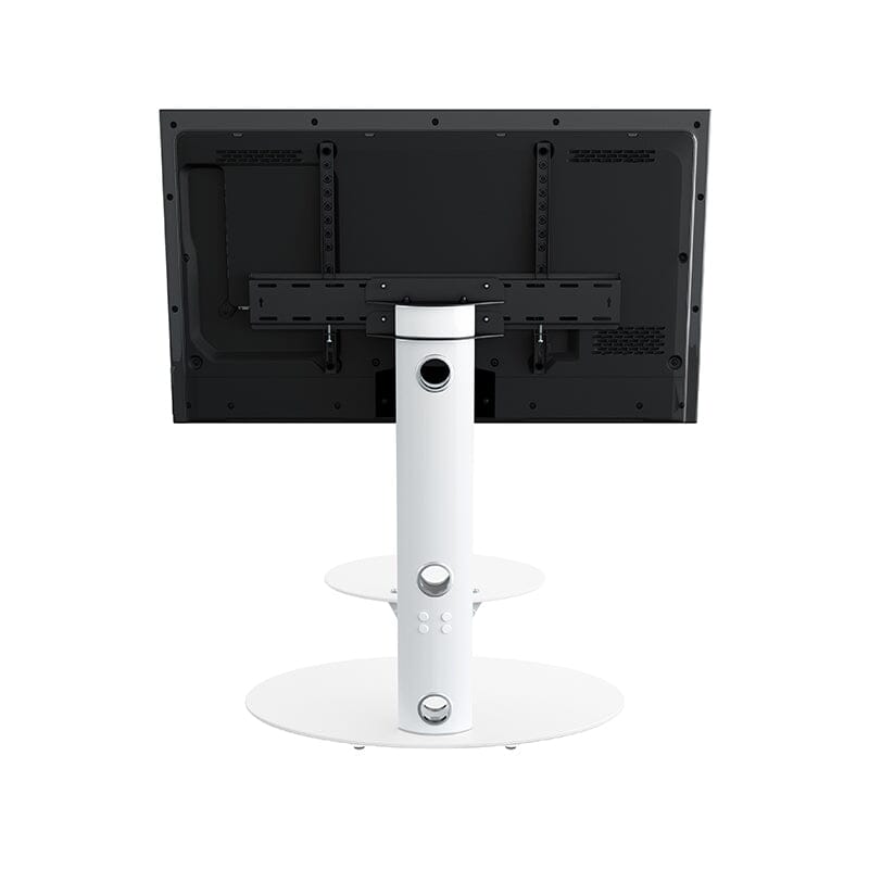 AVF Lugano 80cm Oval Pedestal TV Stand - Satin White and White Glass