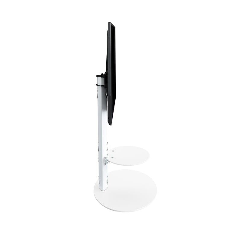 AVF Lugano 80cm Oval Pedestal TV Stand - Satin White and White Glass