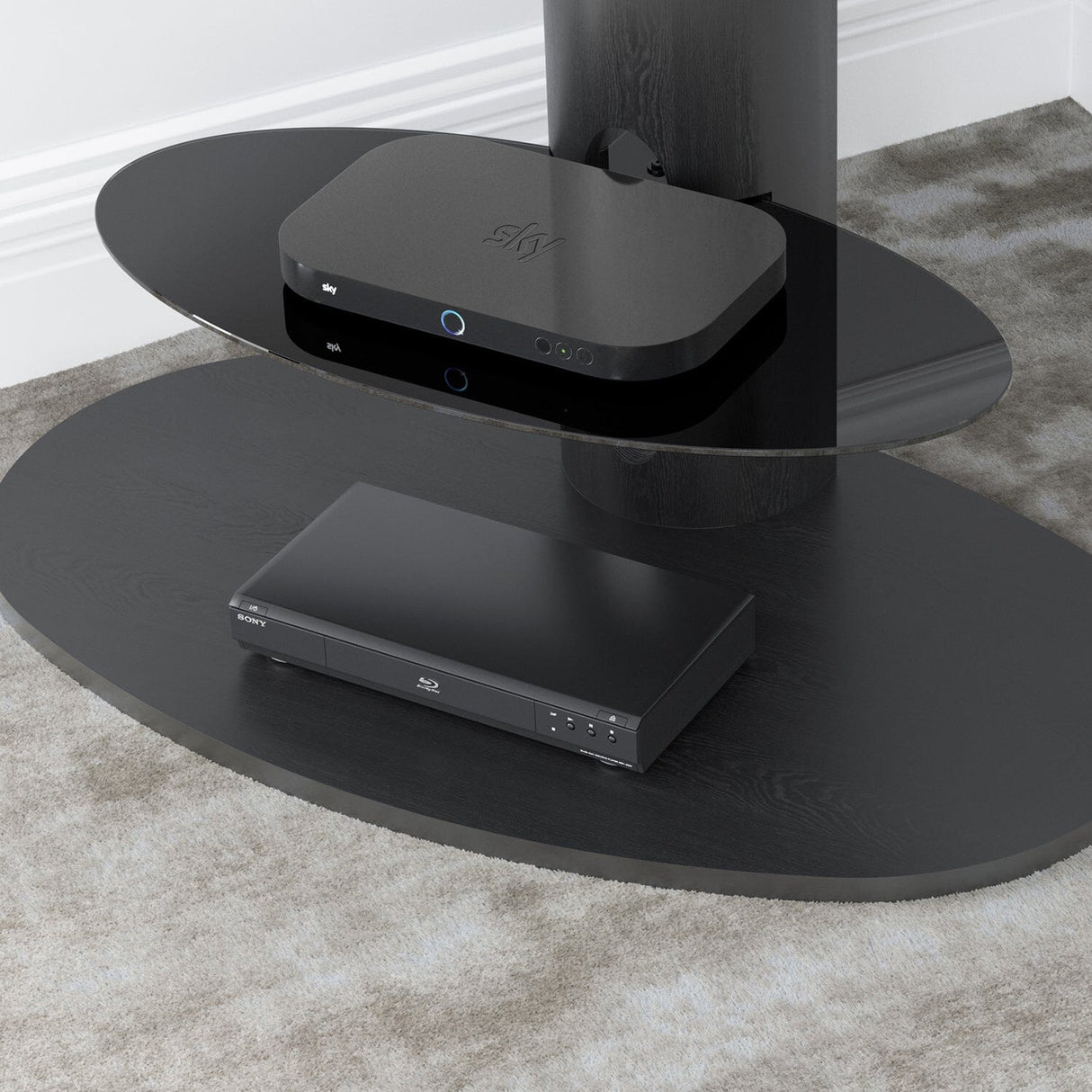 AVF Affinity Chepstow 93cm Oval Pedestal Black TV Stand, for TVs 32 - 65"