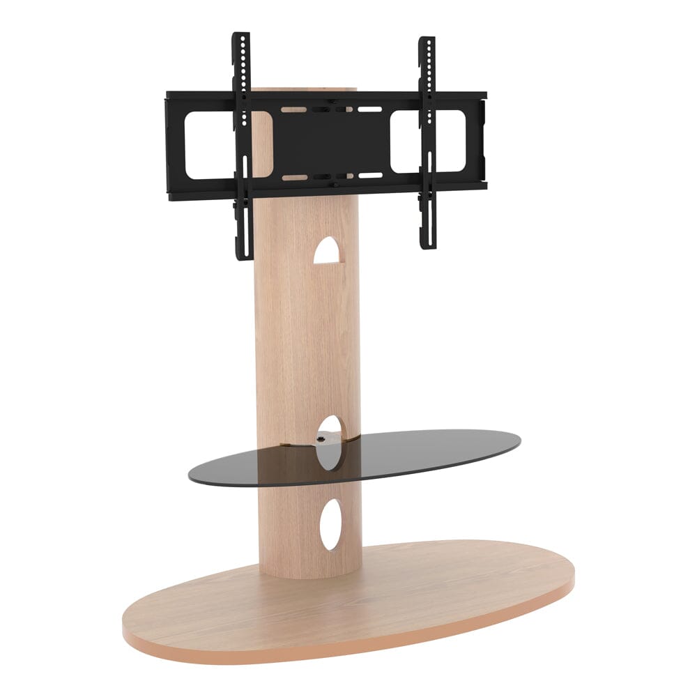AVF Affinity Chepstow 93cm Oval Pedestal Whitewashed Oak TV Stand, for TVs 32 - 65"