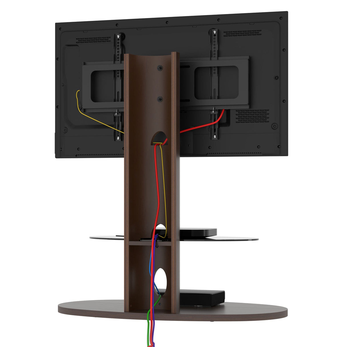 AVF Affinity Chepstow 93cm Oval Pedestal Walnut TV Stand, for TVs 32 - 65"