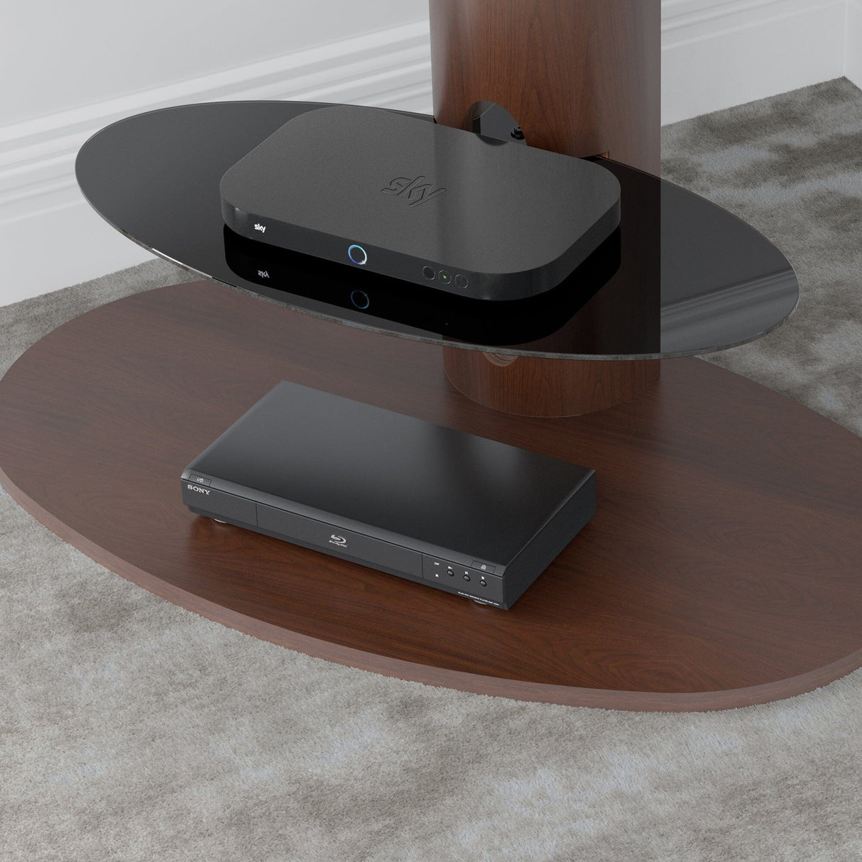 AVF Affinity Chepstow 93cm Oval Pedestal Walnut TV Stand, for TVs 32 - 65"