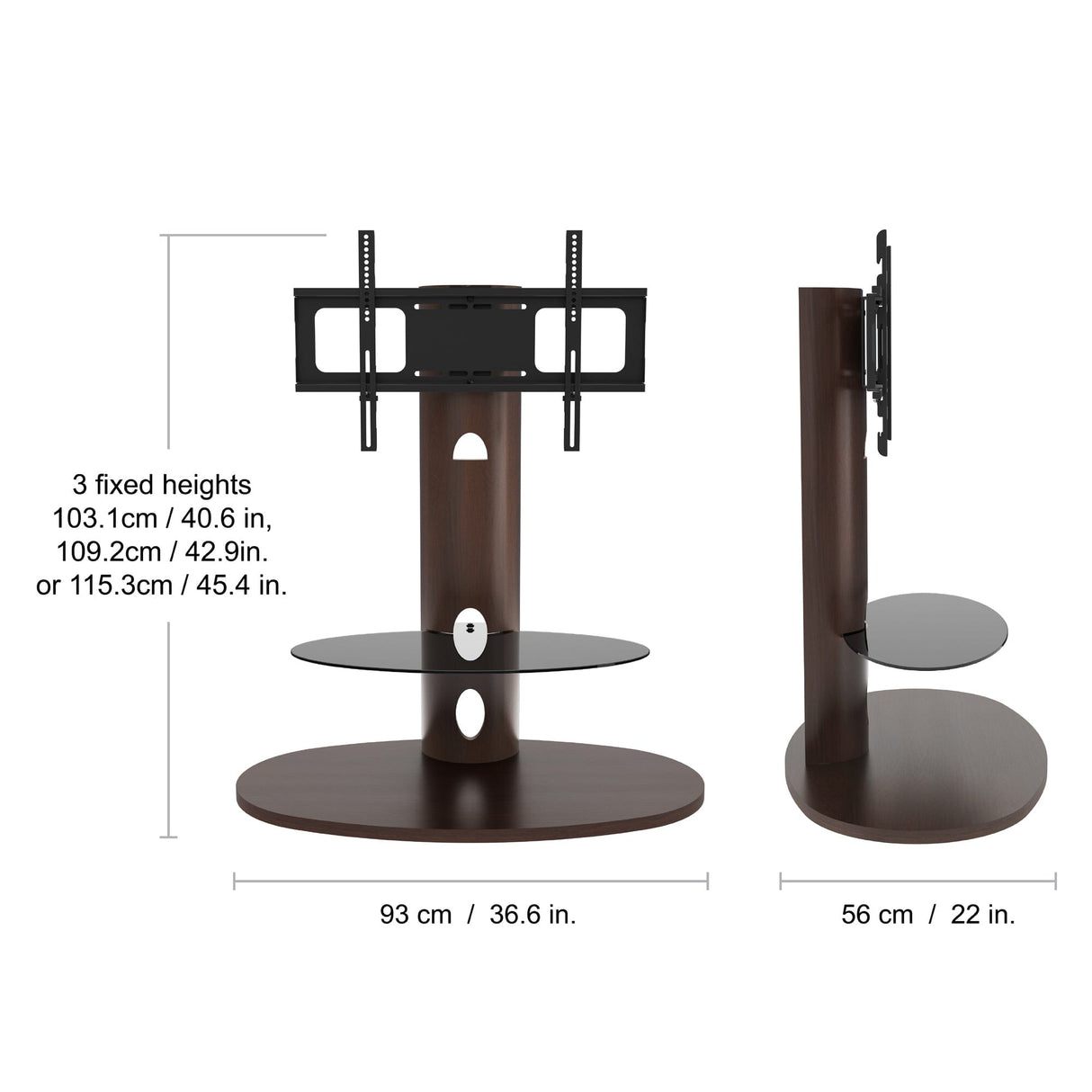 AVF Affinity Chepstow 93cm Oval Pedestal Walnut TV Stand, for TVs 32 - 65"