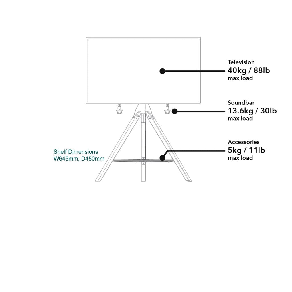 AVF Hoxton Sound Freestanding Tripod Grey TV Stand with Soundbar Bracket