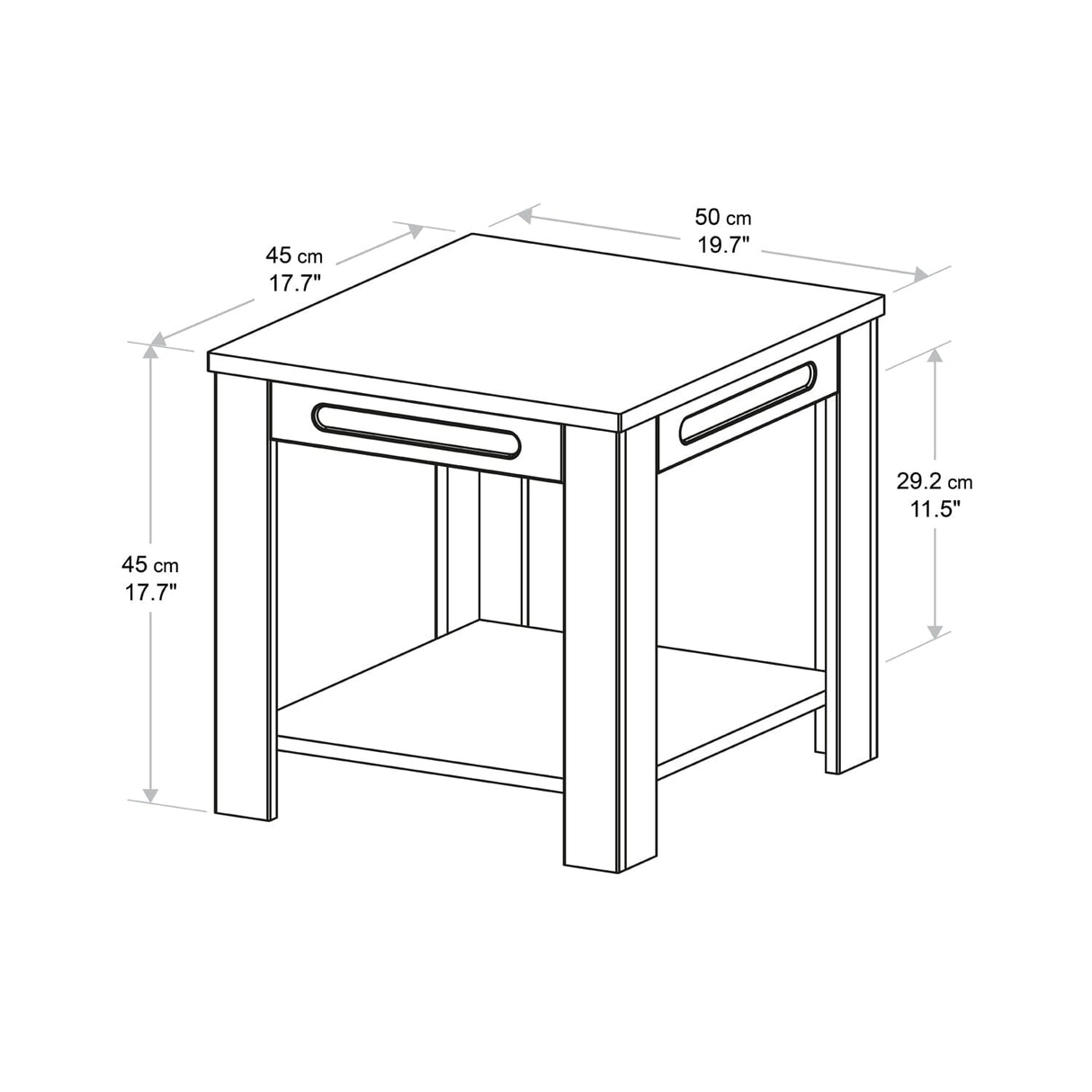 AVF Whitesands Side Table - Satin Grey & Wood