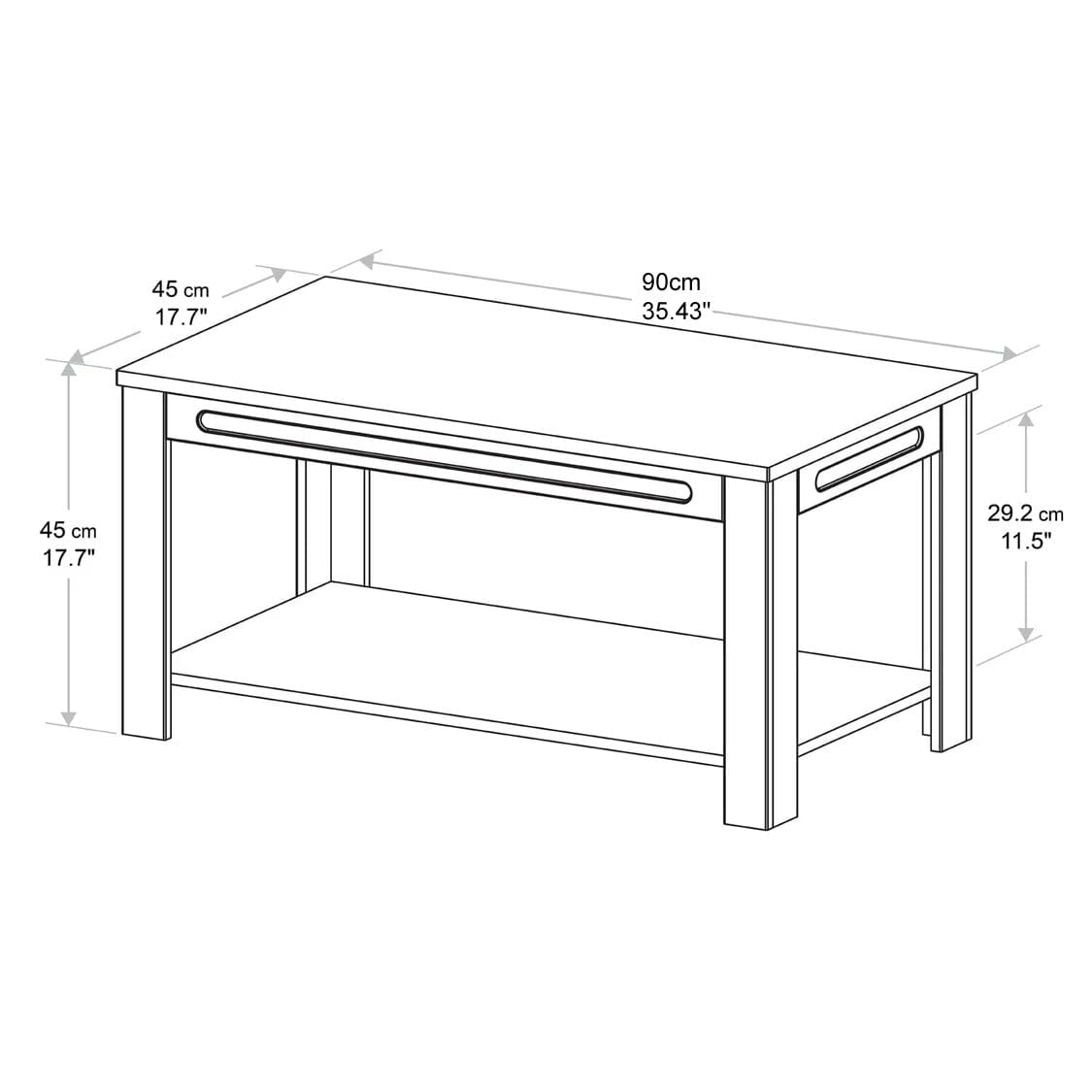 AVF Whitesands Coffee Table - Satin White & Wood