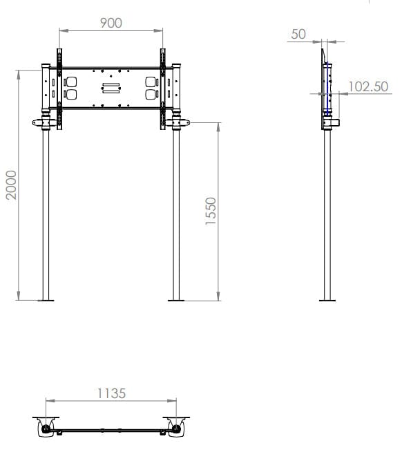 Unicol FWGSH Heavy Duty Goal Post Style Floor-to-Wall Kit Suits Screens up to 110"