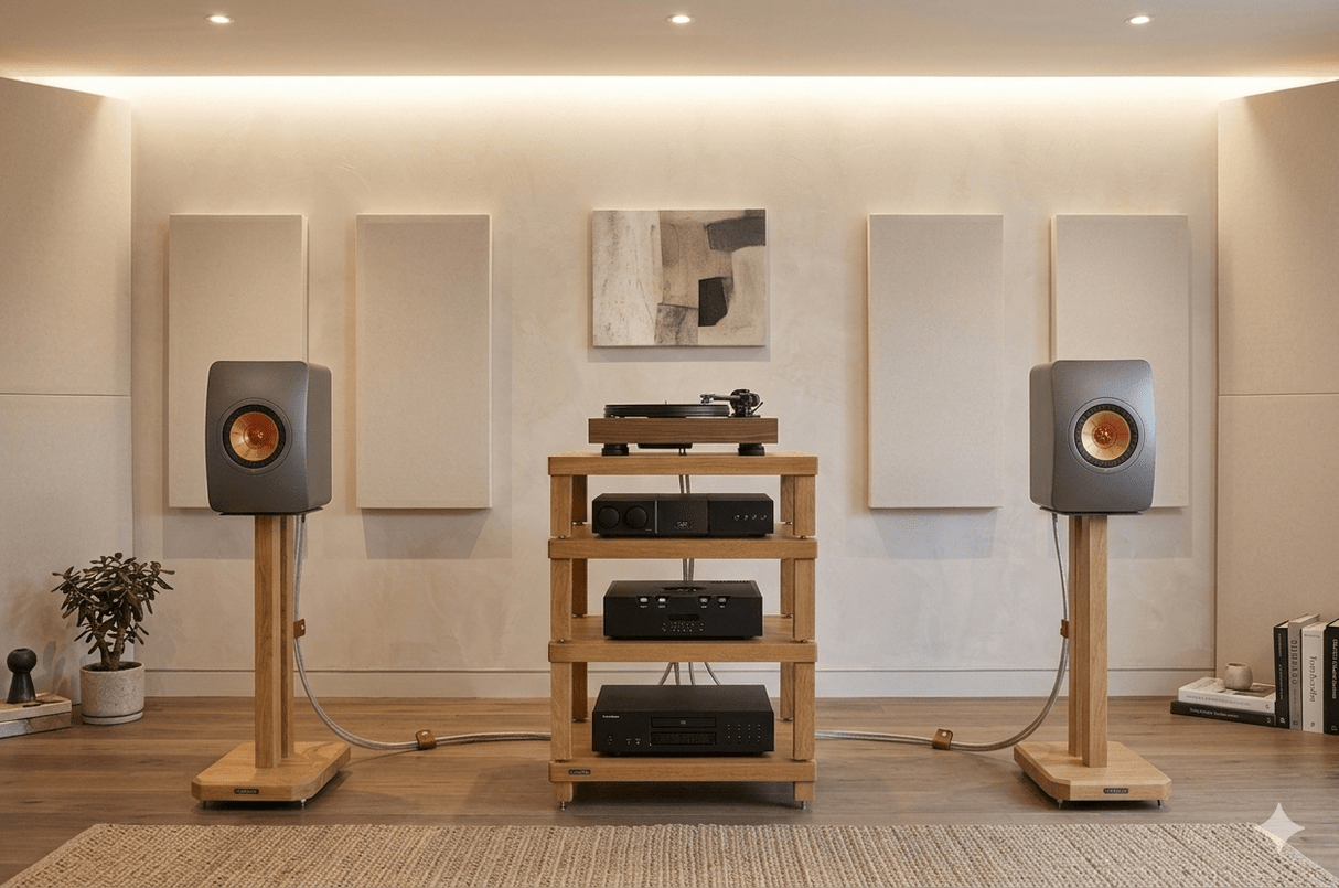 Apollo Podium 6 XL Natural Oak 4 Shelf Modular Hi-Fi Rack