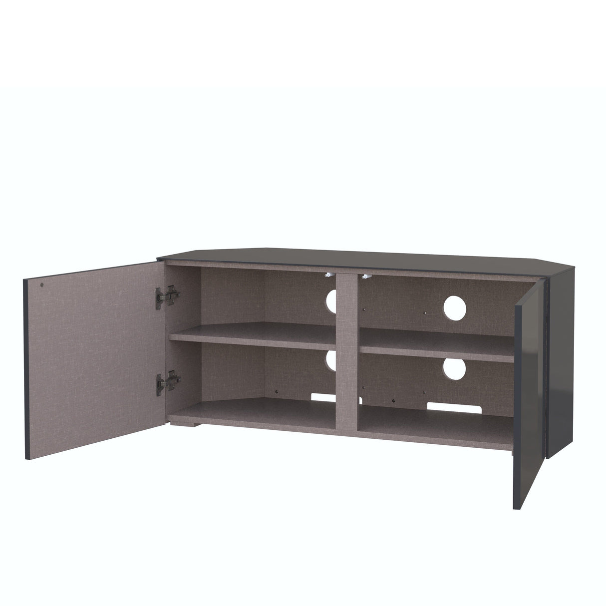 Frank Olsen High Gloss Grey 1200mm Corner TV Cabinet with LED Lighting