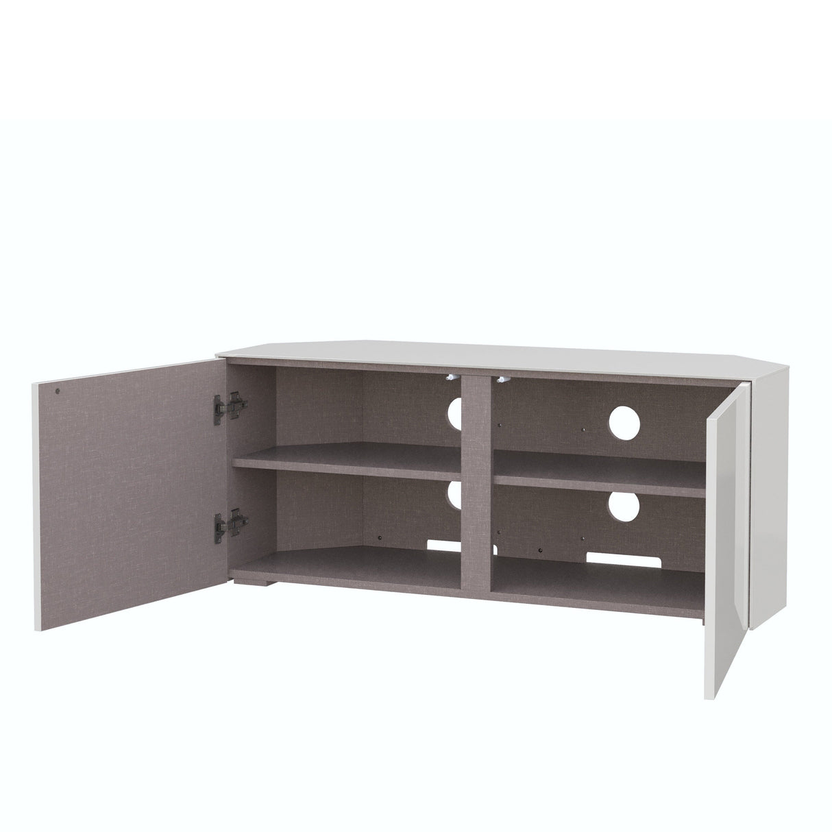 Frank Olsen High Gloss White 1200mm Corner TV Cabinet with LED Lighting