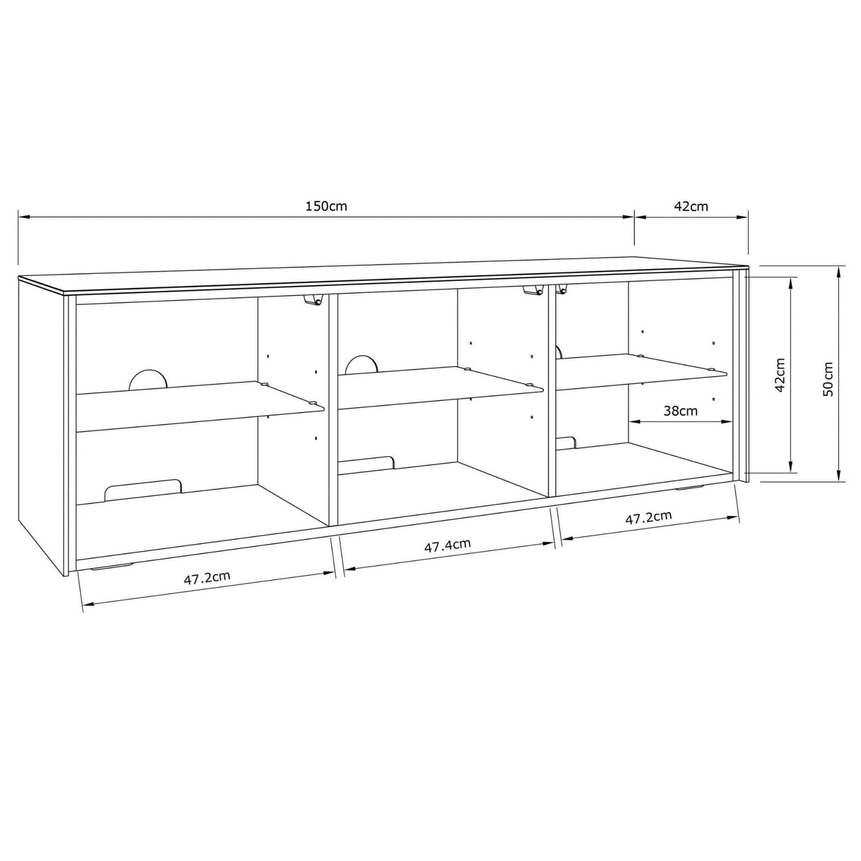 Frank Olsen High Gloss Black 1500mm TV Cabinet with LED Lighting